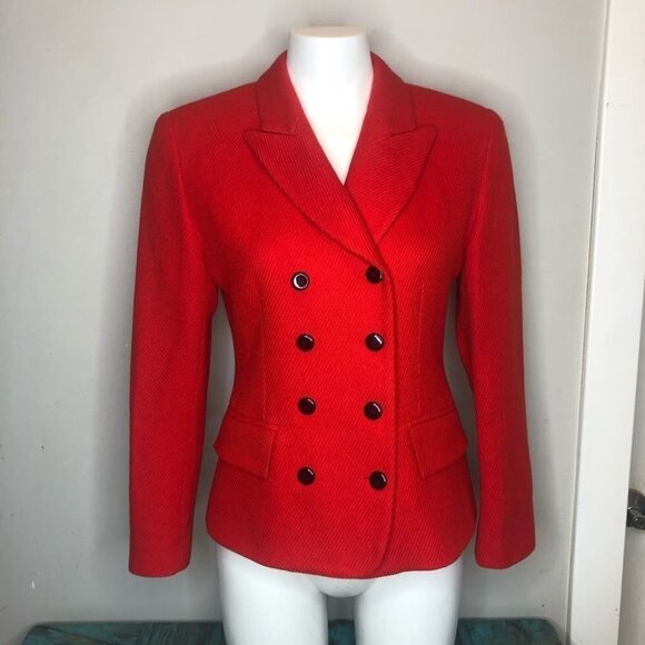Size 4 Evan Picone Red Wool Blazer Jacket - Picture 2 of 9
